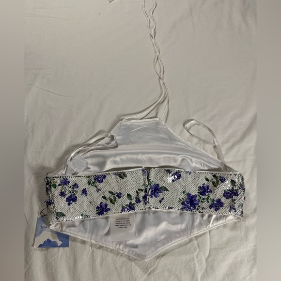 REVOLVE Majorelle Tamara White Sequin Top in Purple Butterfly Large - Picture 4 of 12